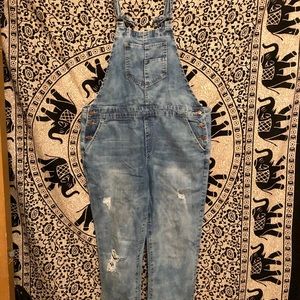 Forever 21 Denim Distressed Overalls